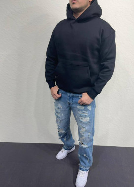 Худі оверсайз на флісі чорне базове MFStore Изображение Худі оверсайз на флісі чорне базове MFStore