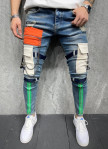 Джинсы с разноцветными вставками узкие MFStore Изображение Джинсы с разноцветными вставками узкие MFStore