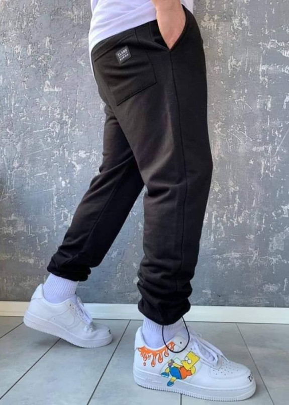 Брюки черные спортивные с затяжками снизу MFStore Изображение Брюки черные спортивные с затяжками снизу MFStore