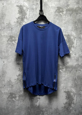 Футболка вільного крою с застібками по боках синя MFStore Изображение Футболка вільного крою с застібками по боках синя MFStore