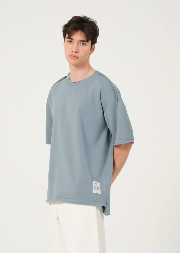 Футболка оверсайз з необробленими краями блакитна MFStore Изображение Футболка оверсайз з необробленими краями блакитна MFStore