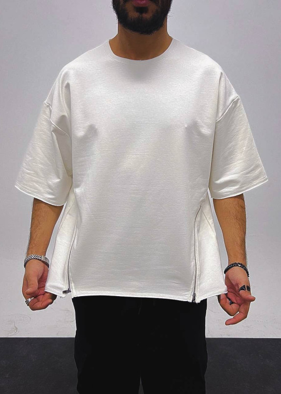 Футболка оверсайз з блискавками біла MFStore Изображение Футболка оверсайз з блискавками біла MFStore