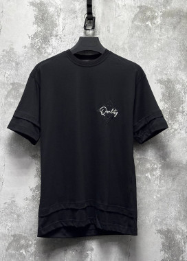 Футболка вільного крою з вишивкою на грудях чорна MFStore Изображение Футболка вільного крою з вишивкою на грудях чорна MFStore