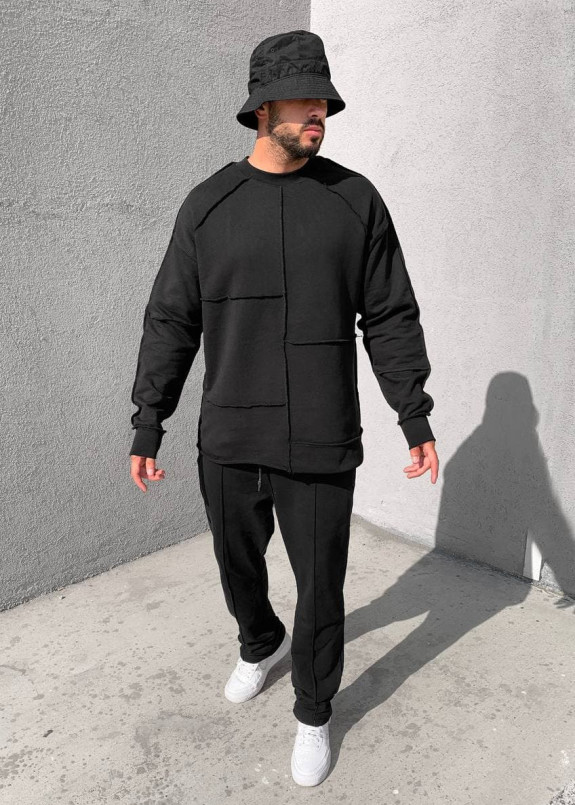 Удлиненный дизайнерский свитшот черный Mfstore Изображение Удлиненный дизайнерский свитшот черный Mfstore