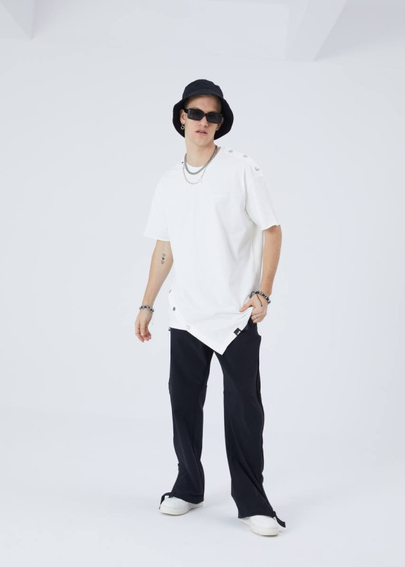 Футболка асиметрична з кнопками біла MFStore Изображение Футболка асиметрична з кнопками біла MFStore