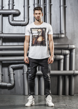 Футболка белая мона лиза череп Mfstore Изображение Футболка белая мона лиза череп Mfstore