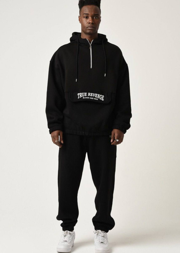 Костюм на флісі оверсайз чорний с карманом MFStore Изображение Костюм на флісі оверсайз чорний с карманом MFStore