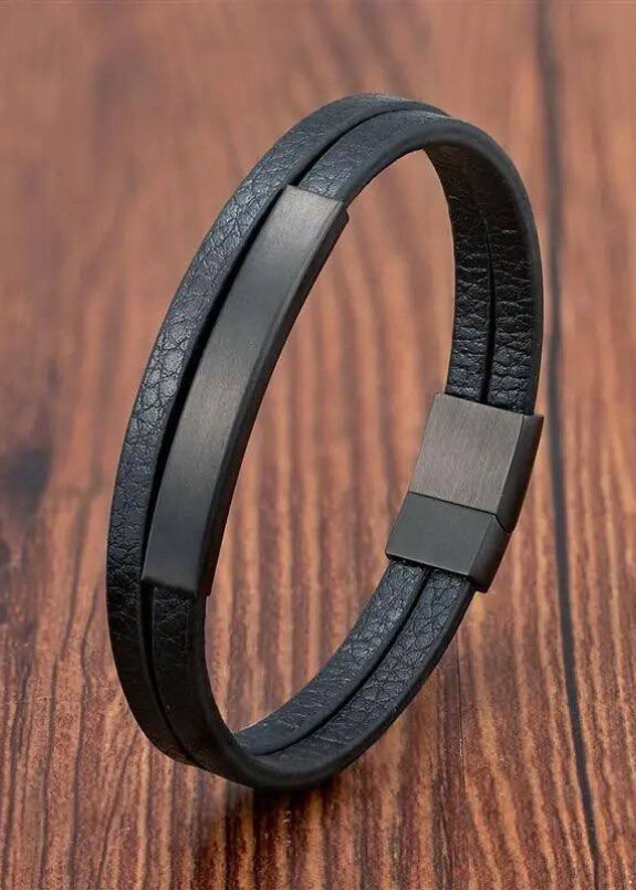 Браслет чоловічий із натуральної шкіри чорний MFStore Изображение Браслет чоловічий із натуральної шкіри чорний MFStore