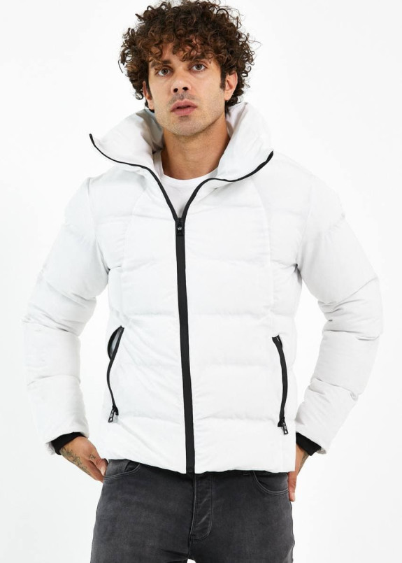 Изображение Куртка белая укороченная с матовой черной молнией MFStore