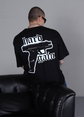 Футболка оверсайз з принтом hard gain чорна MFStore Изображение Футболка оверсайз з принтом hard gain чорна MFStore