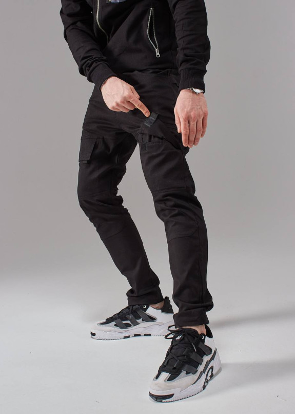 Штани карго чоловічі з накладними карманами чорні MFStore Изображение Штани карго чоловічі з накладними карманами чорні MFStore