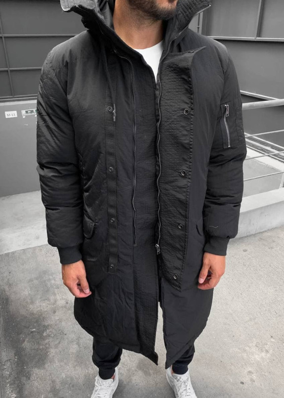 Пальто зимнее дизайнерское черное MFStore Изображение Пальто зимнее дизайнерское черное MFStore