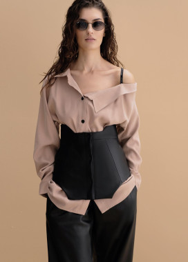 Женский черный пояс из экокожи Изображение Женский черный пояс из экокожи