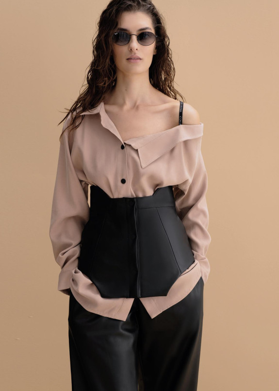 Женский черный пояс из экокожи Изображение Женский черный пояс из экокожи