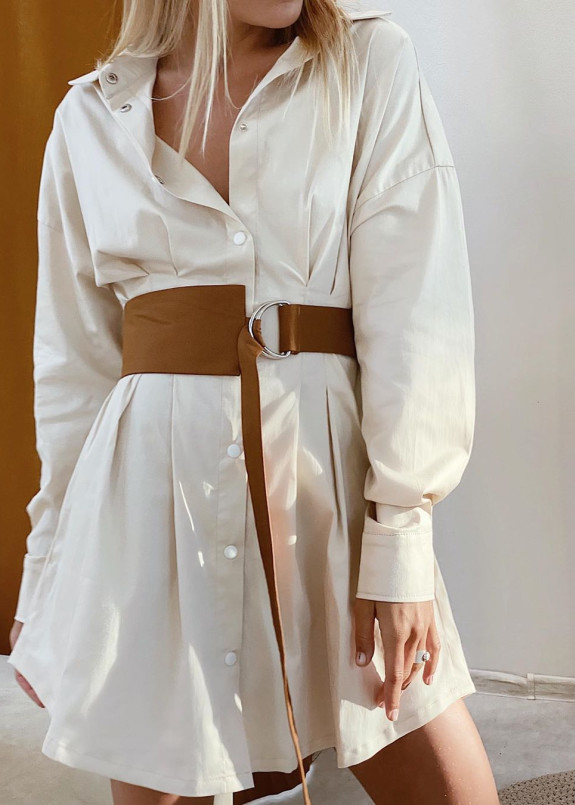 Рубашка бежевая из коттона женская Изображение Рубашка бежевая из коттона женская