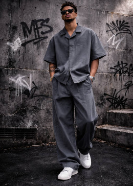 Оверсайз костюм з легкої приємної тканини сірий MFStore Изображение Оверсайз костюм з легкої приємної тканини сірий MFStore