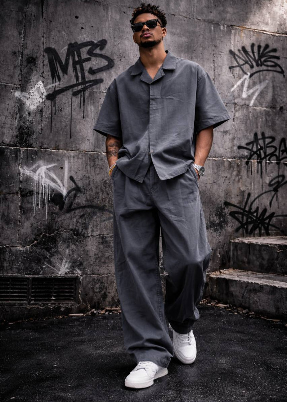 Оверсайз костюм з легкої приємної тканини сірий MFStore Изображение Оверсайз костюм з легкої приємної тканини сірий MFStore