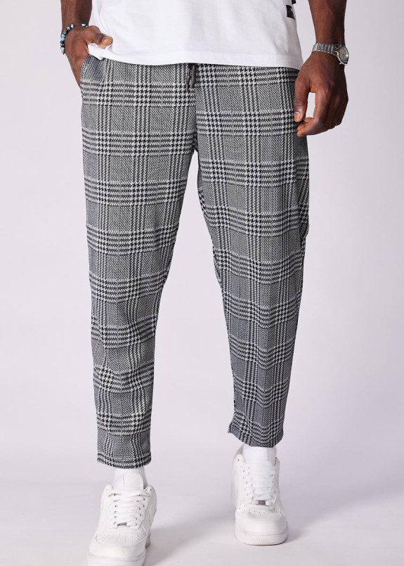 Стильні брючні штани вільного крою в клітинку сірі MFStore Изображение Стильні брючні штани вільного крою в клітинку сірі MFStore