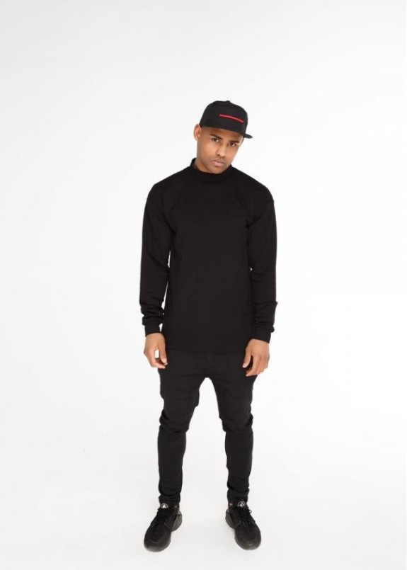 Лонгслив мужской со стойкой черный Изображение Лонгслив мужской со стойкой черный