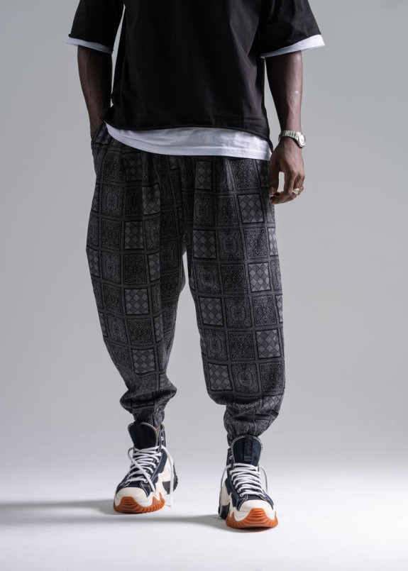 Штани вільного крою в сіру клітинку на манжеті MFStore Изображение Штани вільного крою в сіру клітинку на манжеті MFStore