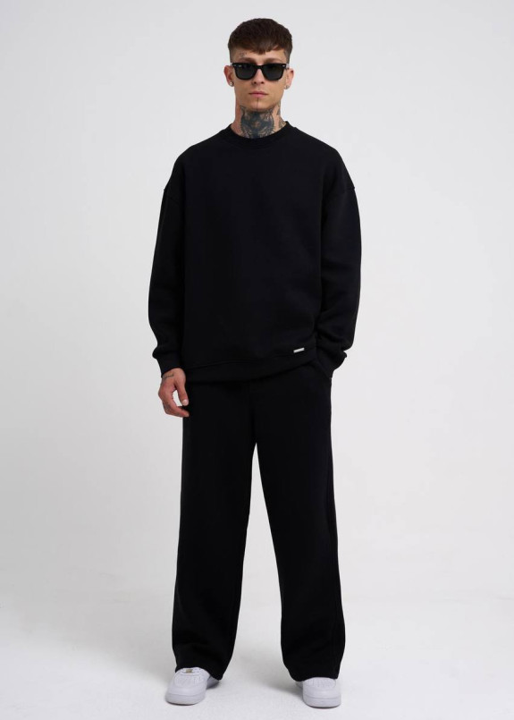 Костюм чоловічий оверсайз чорний на флісі MFStore Изображение Костюм чоловічий оверсайз чорний на флісі MFStore