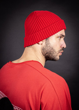 Шапка із теплої пряжі з відворотом червона MFS Изображение Шапка із теплої пряжі з відворотом червона MFS