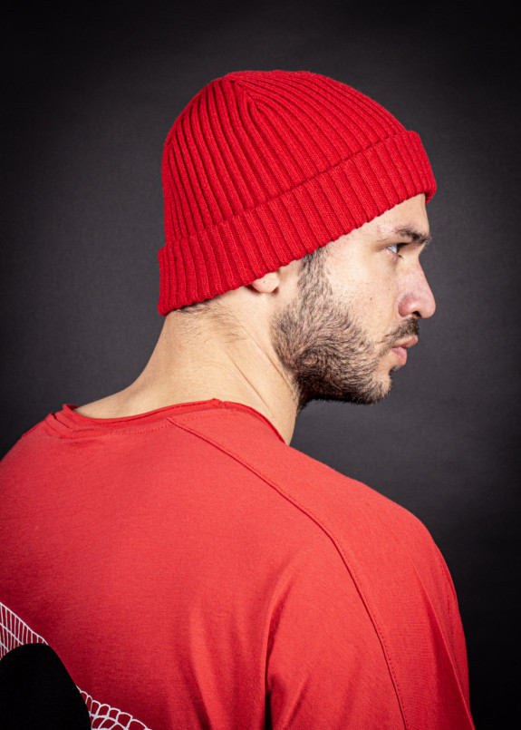 Шапка із теплої пряжі з відворотом червона MFS Изображение Шапка із теплої пряжі з відворотом червона MFS