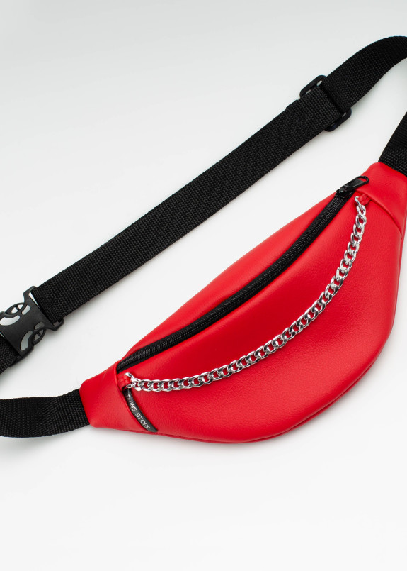 Красная кожаная бананка с цепочкой Twins store Изображение Красная кожаная бананка с цепочкой Twins store