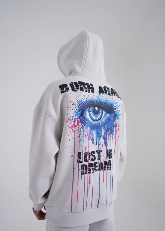 Худі чоловічий оверсайз з принтом ока білий MFStore Изображение Худі чоловічий оверсайз з принтом ока білий MFStore