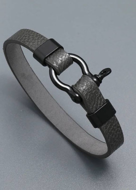 Чоловічий шкіряний браслет-скоба сірий MFStore Изображение Чоловічий шкіряний браслет-скоба сірий MFStore