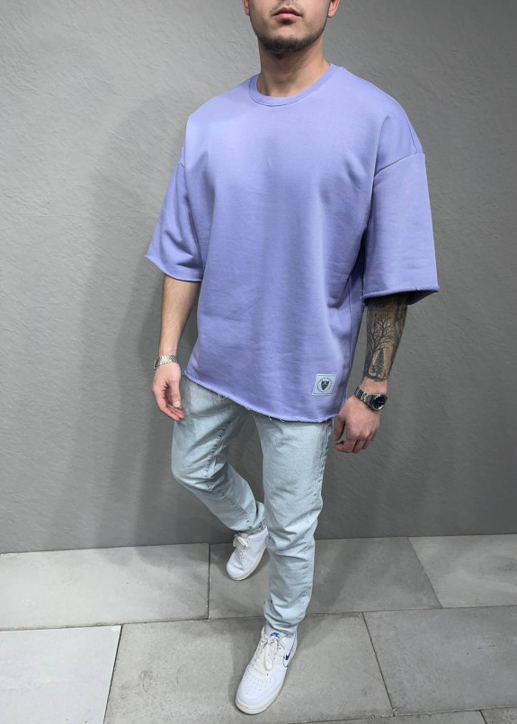Футболка oversize с необработанными краями фиолет MFStore Изображение Футболка oversize с необработанными краями фиолет MFStore
