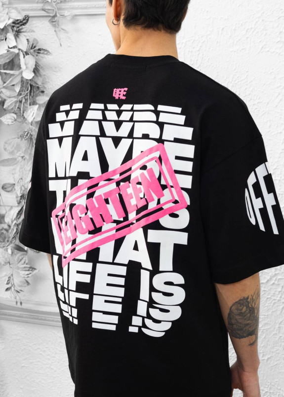 Футболка оверсайз базова з принтом чорна MFStore Изображение Футболка оверсайз базова з принтом чорна MFStore