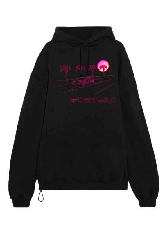 Худи мужское Vice City Oversized Black Hood Изображение Худи мужское Vice City Oversized Black Hood