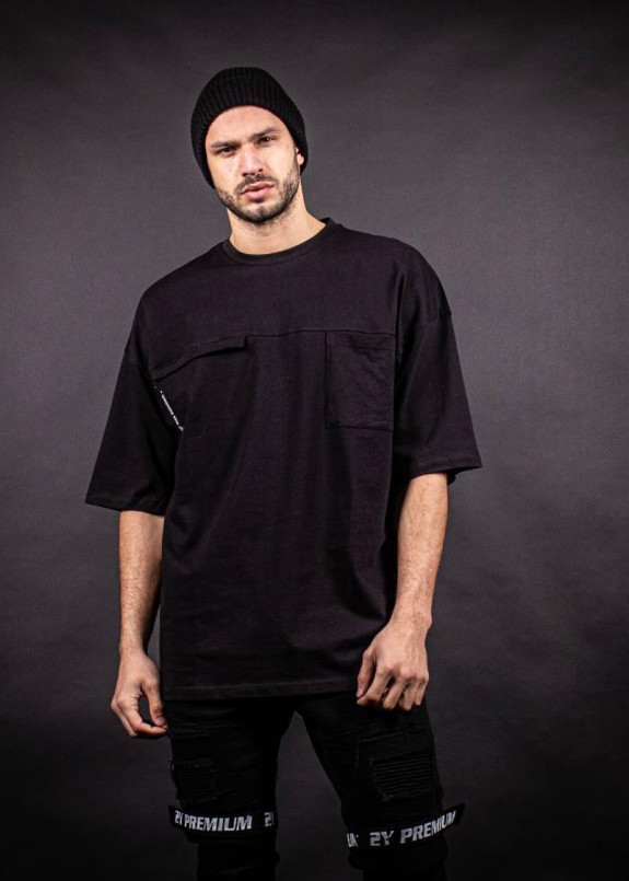 Футболка черная с карманом на груди MFStore Изображение Футболка черная с карманом на груди MFStore