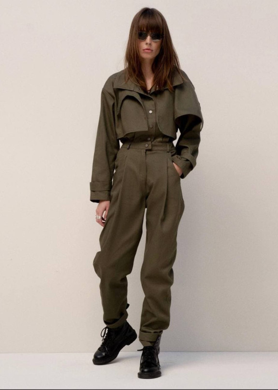 Комбинезон хаки женский с двойным верхом Изображение Комбинезон хаки женский с двойным верхом