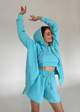 Худі жіноче оверсайз на блискавці блакитне Изображение Худі жіноче оверсайз на блискавці блакитне