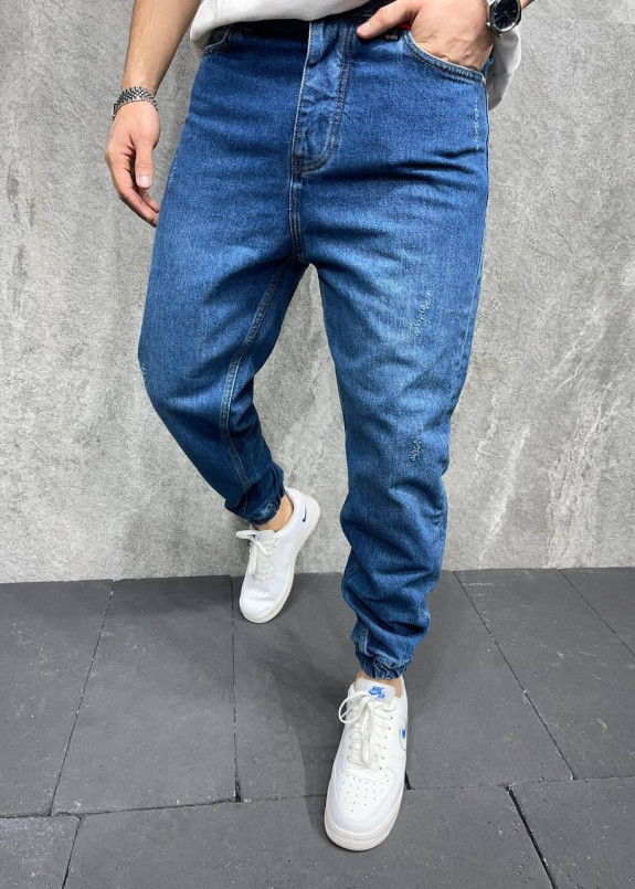 Джинсы широкие с манжетами-резинками синие MFStore Изображение Джинсы широкие с манжетами-резинками синие MFStore