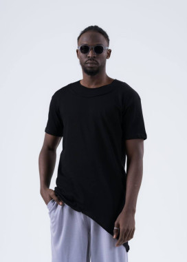 Стильна асиметрична футболка чорна MFStore Изображение Стильна асиметрична футболка чорна MFStore