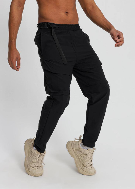 Штани карго чоловічі з плащівки і паском чорні MFStore Изображение Штани карго чоловічі з плащівки і паском чорні MFStore