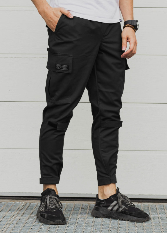 Зауженные карго штаны черные Симбиот Изображение Зауженные карго штаны черные Симбиот