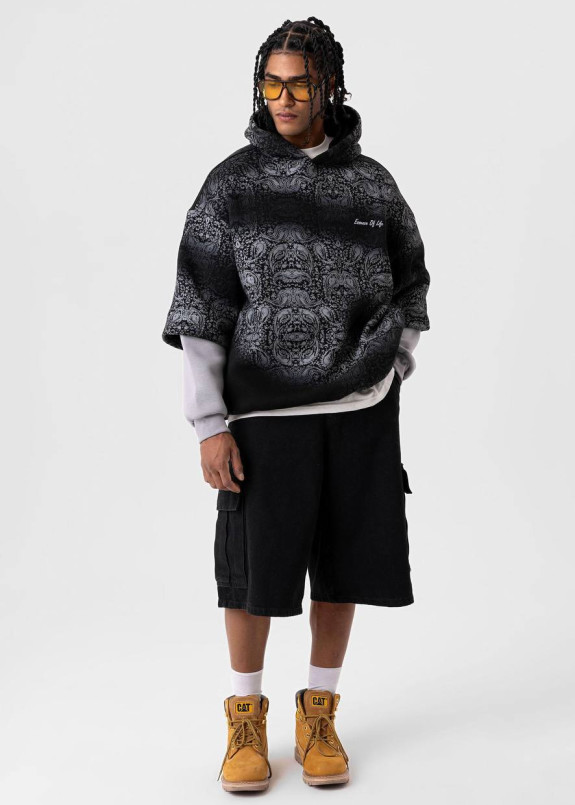 Худі з подвійним рукавом та узором на флісі чорний MFStore Изображение Худі з подвійним рукавом та узором на флісі чорний MFStore