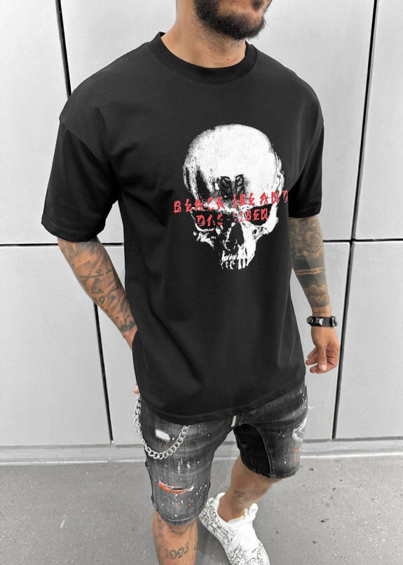 Футболка оверсайз з текстом і принтом черепа чорна MFStore Изображение Футболка оверсайз з текстом і принтом черепа чорна MFStore