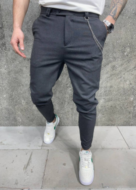 Изображение Завужені брюки з ланцюжком темно-сірі MFStore