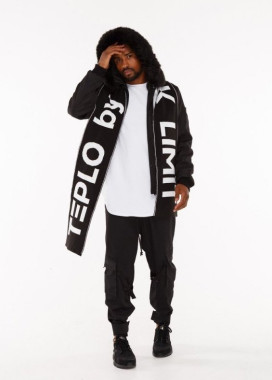 Шарф мужской с принтом TEPLO черный Изображение Шарф мужской с принтом TEPLO черный