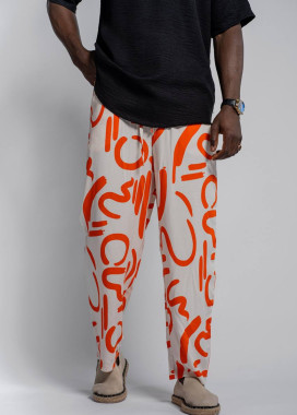 Штани вільного крою з помаранчевим малюнком прямі MFStore Изображение Штани вільного крою з помаранчевим малюнком прямі MFStore