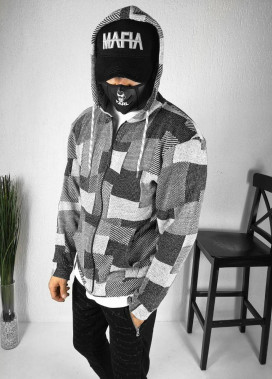 Худі чоловіче на блискавці сіре в клітинку MFStore Изображение Худі чоловіче на блискавці сіре в клітинку MFStore