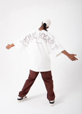 Оверсайз кофта на флисе punk heart белая MFStore Изображение Оверсайз кофта на флисе punk heart белая MFStore