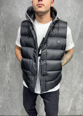 Жилетка мужская с текстильным капюшоном MFStore Изображение Жилетка мужская с текстильным капюшоном MFStore