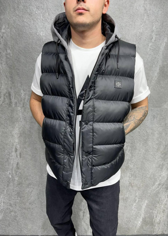 Жилетка мужская с текстильным капюшоном MFStore Изображение Жилетка мужская с текстильным капюшоном MFStore