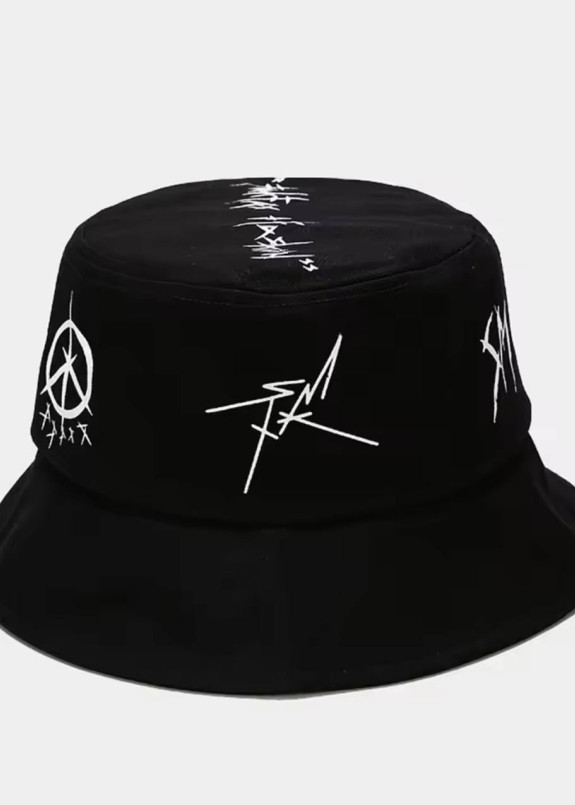 Панама з білими принтами чорна MFStore Изображение Панама з білими принтами чорна MFStore